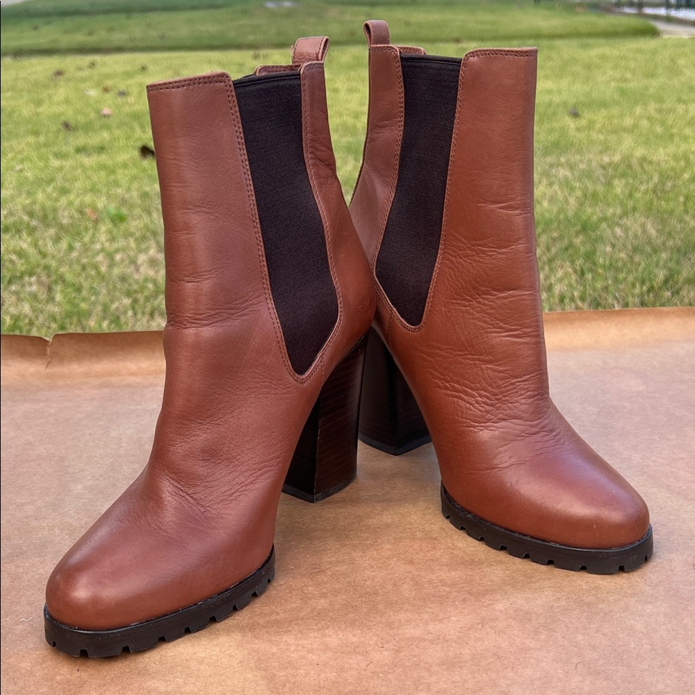 Coach Tan Leather Heeled Boots
